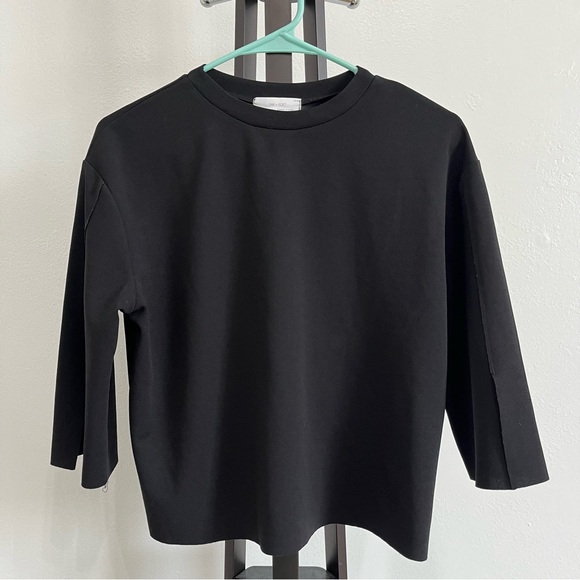 OAK + FORT Tops - Oak + Fort Minimalist Boxy Crop Top in Black Size XS